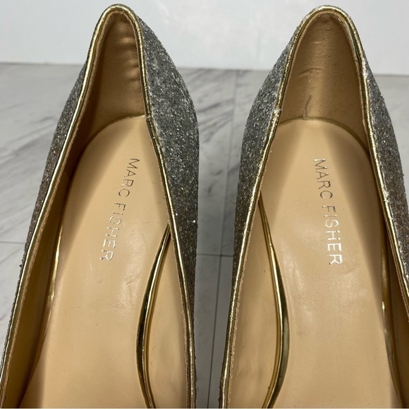 Marc Fisher Darreny Pointy Toe Gold Silver Glitter Pump 9 1/2 - Picture 11 of 13